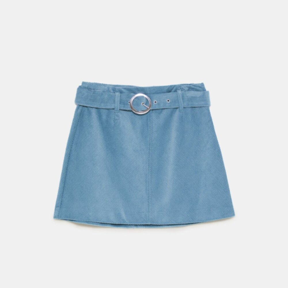 Zara corduroy mini skirt with belt
